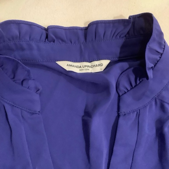 Amanda Uprichard Sz S Royal Blue Ruffled Tiered Mini L/S Babydoll Bohemian Dress - Picture 3 of 4